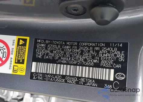 2015 Lexus Es 350 z USA, uszkodzony, nr VIN JTHBK1GG4F2170658